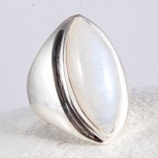 Silberring, Ring, 925 Sterlingsilber, Silber, Mondstein, Marquise, Navette, 57