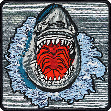 Der weiße Hai Aufbügler Haifisch Patch Jaws Applikation für alle Stoffe 75x75mm