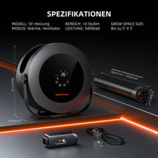 Spider Farmer Grow Tent Heater 540W w/ Temp Control, Day/Night Sensors&24H Timer