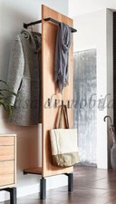 Garderobenpaneel mit Metallgestell 46x191cm Kernbuche massiv geölt mit Holzboden