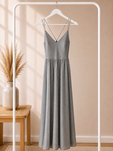 Elegantes glitzer maxikleid - glitzer-maxikleid, in