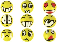 6 x Softball Smiley Grimassen Schaumstoff Knautschball Anti Stressball gelb NEU