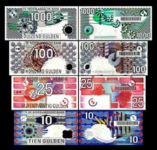 10, 25, 100, 1000 Gulden -