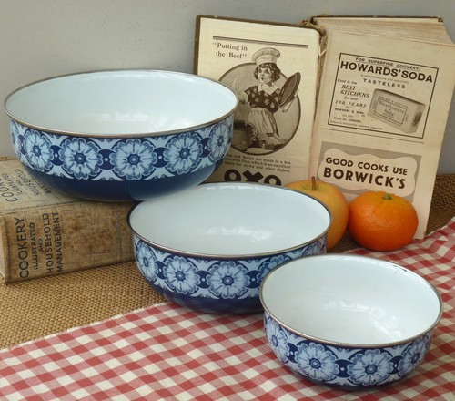 Vintage emaille nistschalen - vintage,