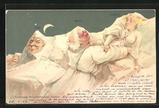 Künstler-AK Killinger Nr. 113: Mönch begehrt Jungfrau mit Eiger, Berg mit Gesic 