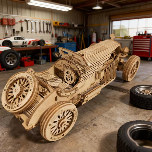 Holz rennwagen puzzle - rennwagen, –