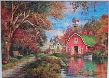 Huadada Puzzle "Village Castle", 1000 Teile, einmal gelegt, Buchstaben auf Rücks