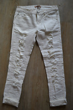 One Love Jeans Skinny Jeanshose Stretch mit Rissen, weiß, Gr. M, wenig getragen