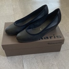 "Tamaris" Damen Schuhe, Pumps Gr.38, Keilabsatz, Leder, schwarz, im Orig. Karton