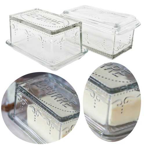 Vintage glas butterdose - vintage,