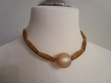 Collier halsreif braun gelb - halsreif, braun-gelb