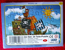 Neu&OVP: 2er Set Kinderpuzzles mit je 24 Teile "BAUSTELLE und PIRATEN" MIC