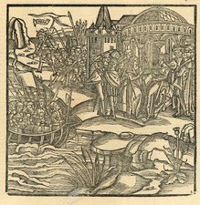 INKUNABEL - BLATT, VERGIL, TEMPEL DER JUNO, m. groß. Buchholzschn. v. Lucantonio