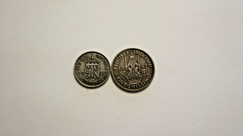 Sixpence 1939 one shilling - sixpence, 1939,