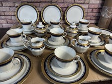Kaffeeservice 34 Winterling Marktleuthen Bavaria, Dekor Goldrand mit Kobaltblau