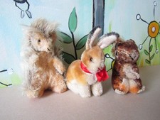 Steiff-Konvolut, Igel, Hase, Eichhörnchen, 8-12 cm, 50/60er-J., rar!
