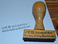 Alter DDR Holzstempel VEB Posatex Annaberg-Buchholz