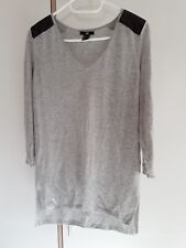 Pullover Dünn H&M Grau Gr.S M  Oversize mit Kunstleder 