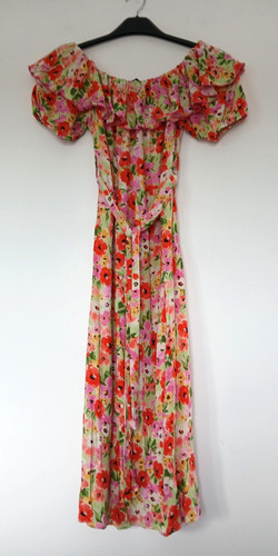 Wadenlanges rüschenkleid - wadenlanges,