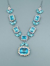 Exklusive Aquamarin Halskette Kristall von Swarovski® Damen Geschenk Neu