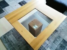 Couchtisch Wildeiche mit Glasplatte mittig