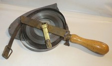 METRI DB60 30 Meter Rahmenmaßband Holzgriff Messing Stahlmaßband 1960 Flm No.3