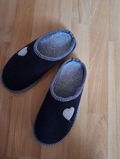 Casa Mia Hausschuhe , Größe: 38, Blau mit grauem Herz, NEU ohne Karton, Fehlkauf