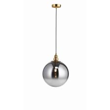 Fischer & Honsel Pendelleuchte Loan 60386 Ø30cm E27 Rauchglas schwarz altmessing