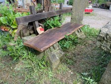 Gartenbank für Opa & Oma – Antik Stein + Eichenholz 155 cm