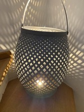 Holz Deko Laterne Flecht Optik Skandi Impressionen Deko Mediterran Garten 