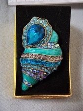 Schmuck Brosche Emaille Strass