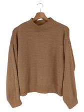 HOLLISTER Damen Pullover Gr. 38/M Braun Strick Strukturmuster Casual