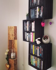 3er Set schwarze Regalkiste / Schuhkiste mit Mittelbrett  "quer"  50x40x30cm