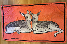 HERMES Paris Strandtuch Badetuch Rehkitze Bambi 70er Jahren ca. 90x156cm