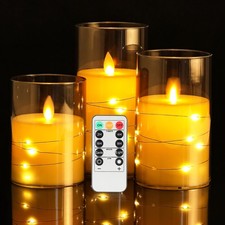 3er LED Kerze Kerzen Licht Timer Fernbedienung Batterie Teelichter Flammeneffekt