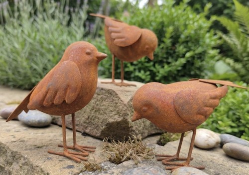 3er set edelrost - vögel, 3d