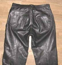 Herren- LEDERJEANS / Lederhose in schwarz aus Glattleder in Gr. W33 / L32 ca. 48