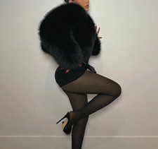 *** LUXUS GLAM JACKE KUNSTPELZ CROPPED SCHWARZ PELZ MOB WIFE GR XL 44  ***