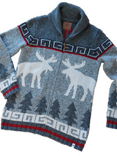 Strickjacke damen Größe M Canadiana grau rot weiß