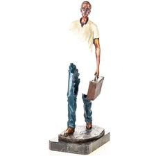 Bronzeskulptur Reisender mit