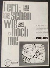 B90. Philips TV Fernseher Fernsehtischgeräte Werbung Reklame 1960