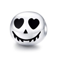 925 Echt Sterling Silber Charm Kürbis Grusel Totenkopf Gesicht Halloween Freund GESCHENK
