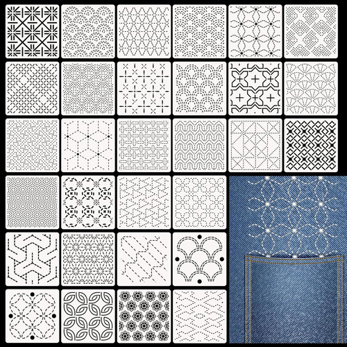 Stück sashiko stencil set - stück,