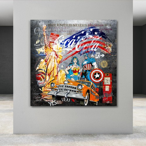 Acrylglas wandbild usa pop art - acrylglas,