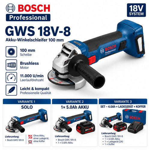 Bosch gws 18v professional - bosch, 18v-8