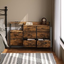 Kommode 8 Schubladen Sideboard Schrank Anrichte mit Steckdosen Kommodenschrank