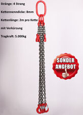 Kettengehänge Hebekette Rückekette 4 Strang 8mm 5t 2m Krankette mit Verkürzung
