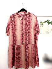 Tunika, NEU, Größe 50, Schlangenprint, Knopfleiste, weiß-pink-beerefarben