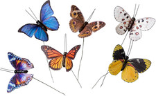 12 Stück Feder Künstliche Schmetterlinge mit Draht zum Basteln Hochzeit Party Home Déco