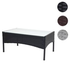 Poly-Rattan Gartentisch Halden, Beistelltisch Tisch mit Glasplatte